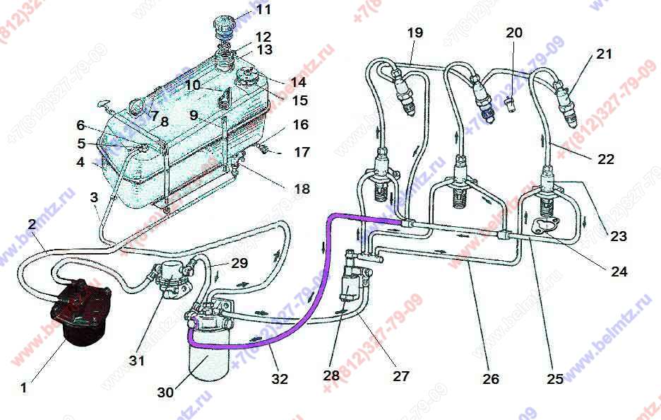 Схема топливопровода мтз 82