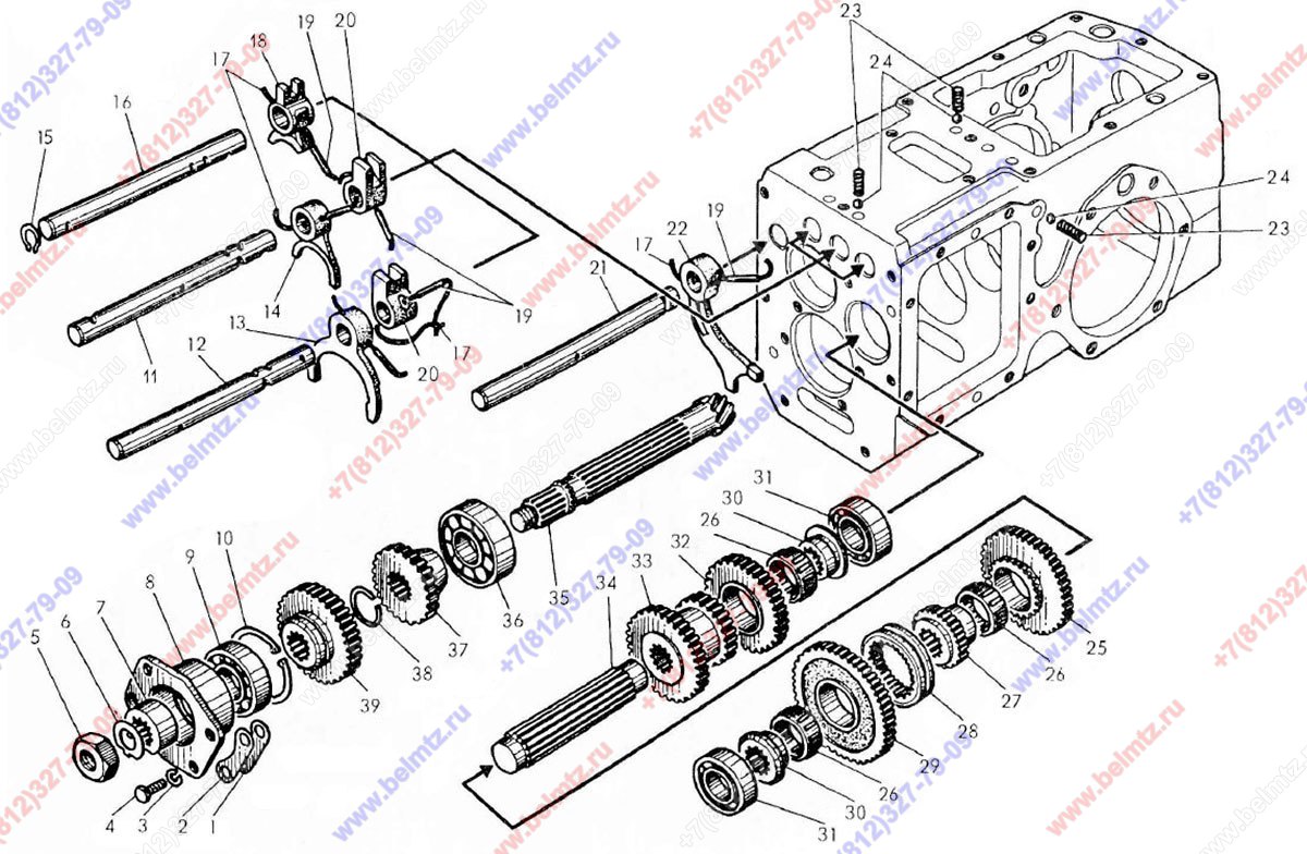 Схема коробки передач на мотоблок мтз