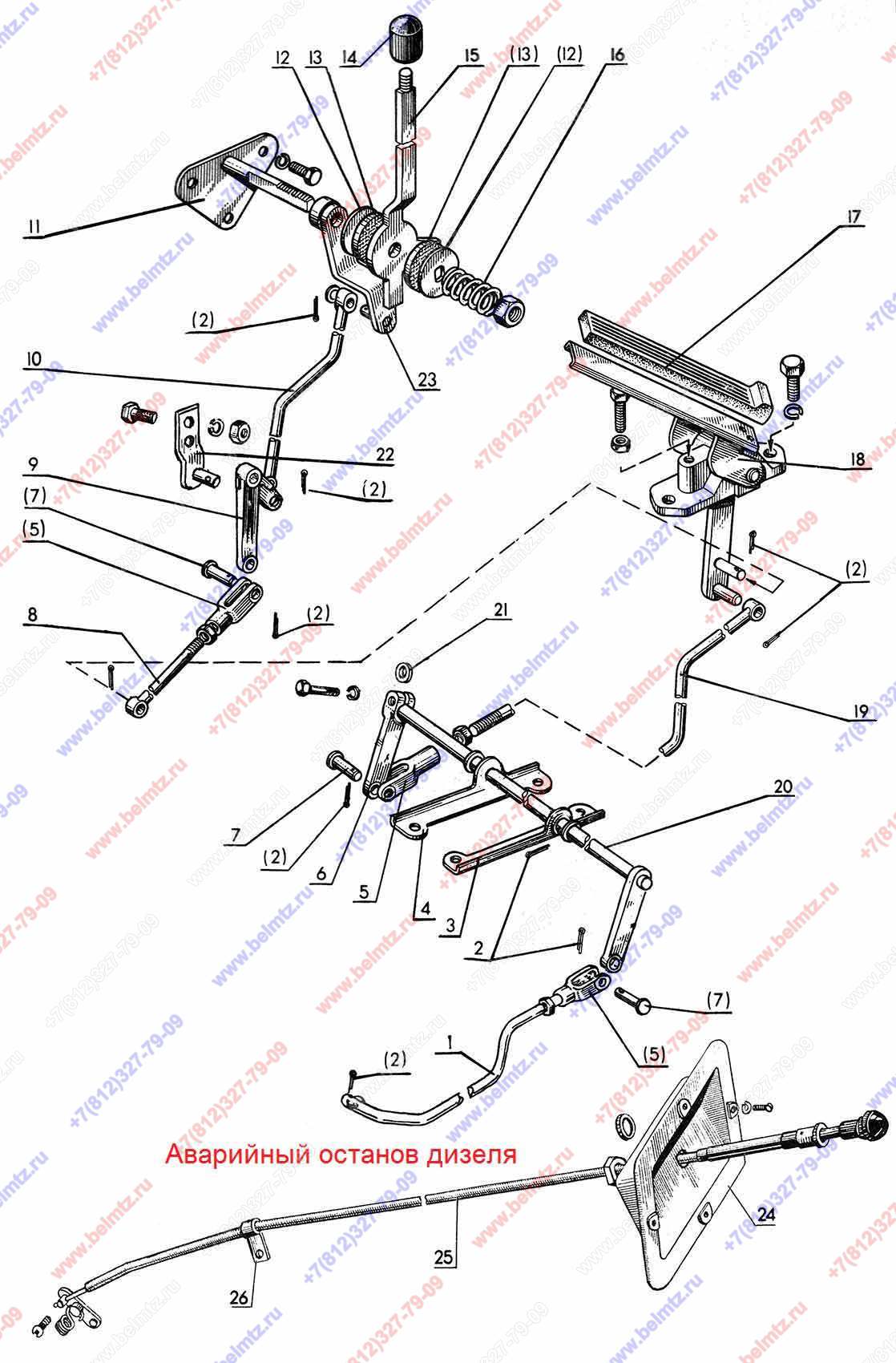 Мтз 82 педаль газа схема