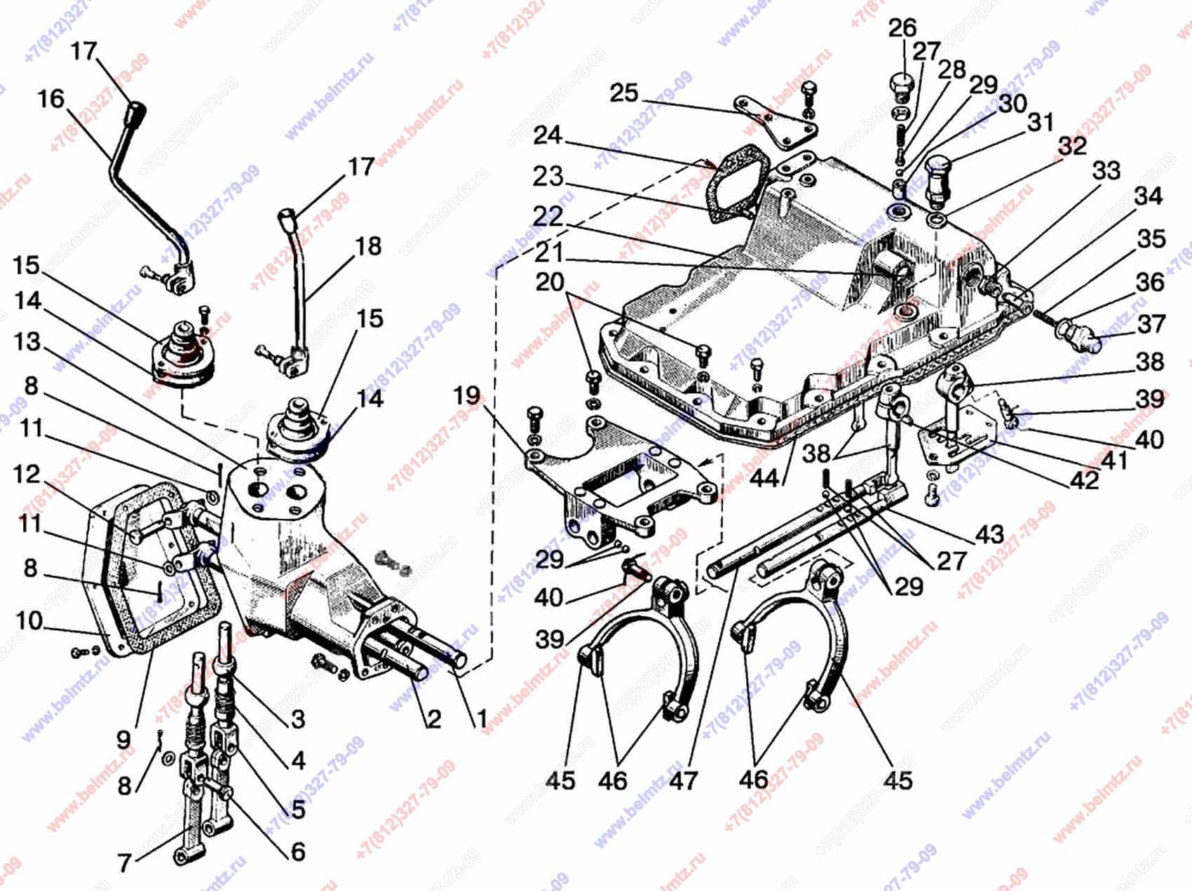 Крышка кпп мтз 82 с боковым переключением схема
