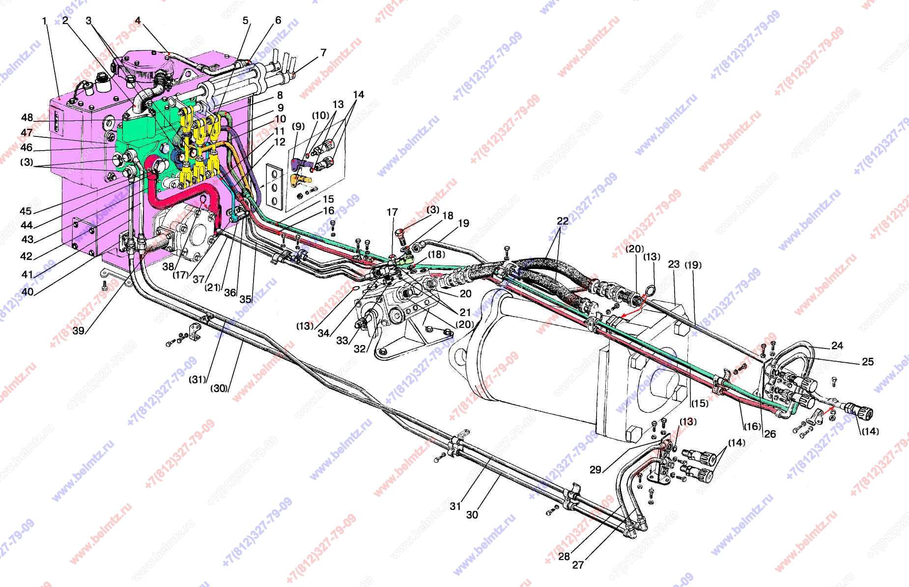 Схема гидравлики мтз 82 на навеску
